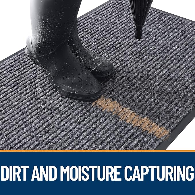 OLANLY Front Door Mat Indoor Outdoor Entrance, 2-Pack 35 x 23 Inch, Waterproof Heavy Duty Doormat, Fade Resistant, Low Profile, Easy Clean Patio Porch Welcome Floor Mats for Entry, Grey