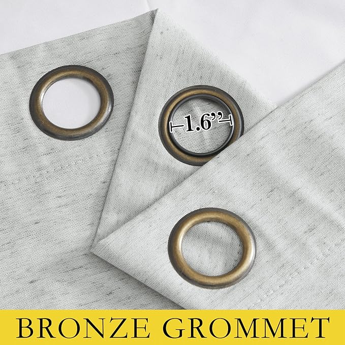 NICETOWN Grey 100% Blackout Curtain Panels, Set of 2, 42" Wide by 45" Long, Thermal Insulated White Thermal Insulated Liner Drapes for Nursery, Noise Reducing and Heat Blocking Drapes for Windows