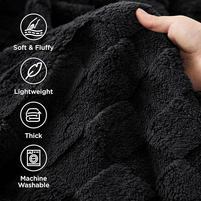 Bedsure GentleSoft King Size Blanket for Bed - Super Soft Cozy Blankets for Kids Girls, Large Fuzzy Fleece Throw for Bedroom Decor, Black,108x90 Inches