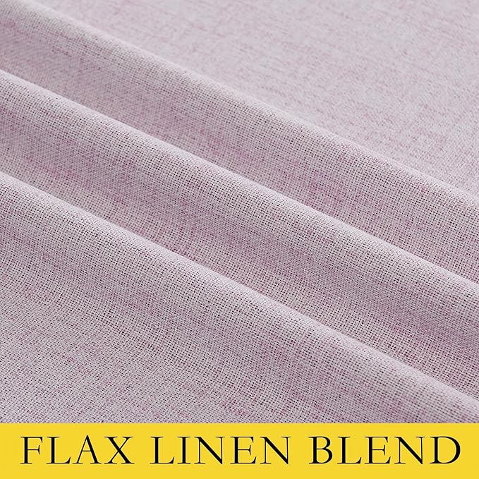 NICETOWN Pink Vintage Linen 100% Blackout Curtains for Kitchen, Thermal Insulated Curtains 63" Long, Noise Reducing Window Treatment Drapes for Dorm Room, 62" Wide Per Panel, Set of 2