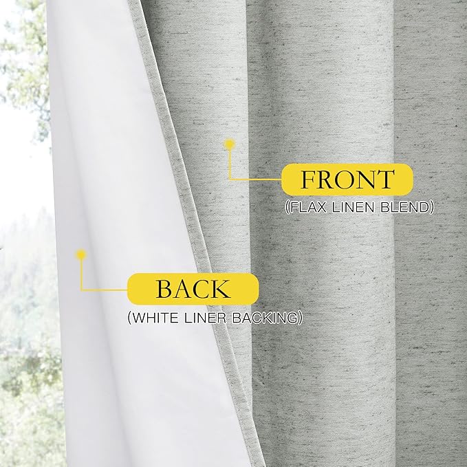 NICETOWN Grey Noise and Lights Block Out Curtains, 2 Panels, 42-inch W by 72-inch L, Thermal Insulated 100% Blackout 2-Layer Lined Drapes, Noise Cancellation Window Draperies for Dining Room