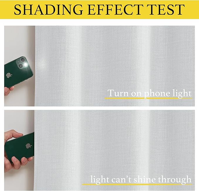 NICETOWN Faux Linen Curtain Valances for Kitchen Over Sink, Farmhouse Light Filtering Privacy Window Covering for Bathroom, Short Curtains for Cabinet, W52 x L24 inch, 2 Panels, Greyish White