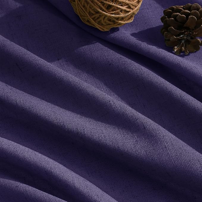Nanspring Purple Linen Blend Light Filtering Back Tab Curtains 102 Inches Long, Semi Sheer Privacy Drapes for Living Room & Bedroom, 52x102 inch, 2 Panels