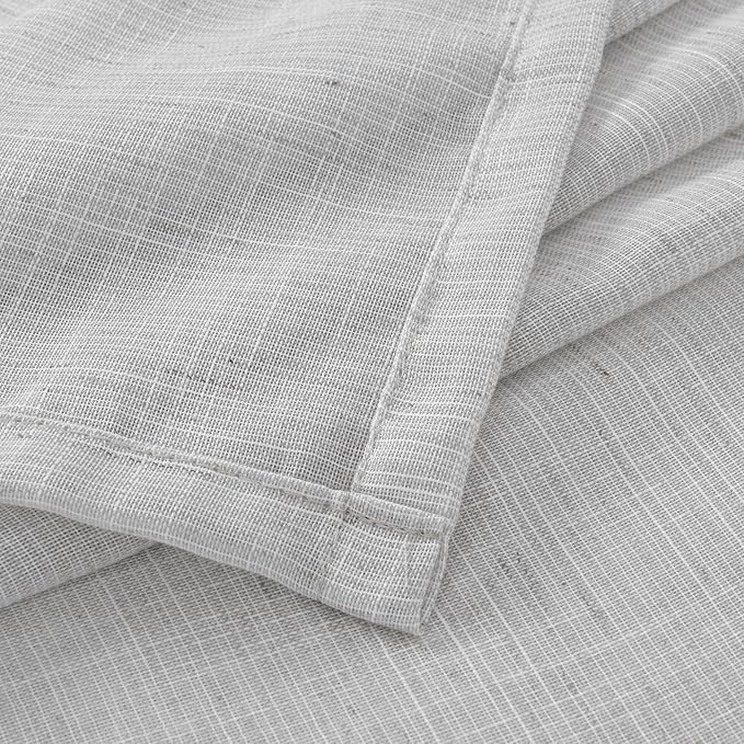 BGment Light Grey Linen Curtains 96 Inch Length for Living Room, Extra Long Window Drapes Lightweight Rustic Semi Sheer Textured for Bedroom Rod Pocket, 2 Panels Set, 52 Inch Wide