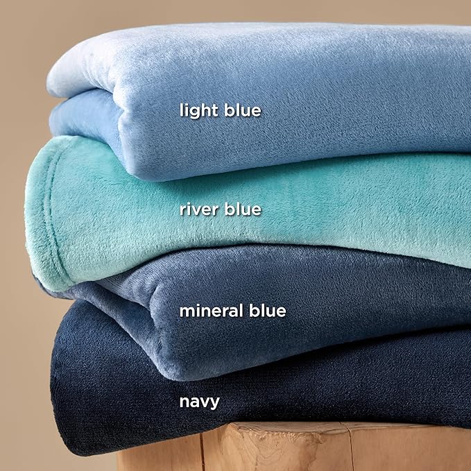 Bedsure GentleSoft Fleece Throw XL Blanket Mineral Blue - 300GSM Soft Lightweight Plush Cozy Blankets for Bed, Sofa, Couch, Travel, Camping, 50x70 inches