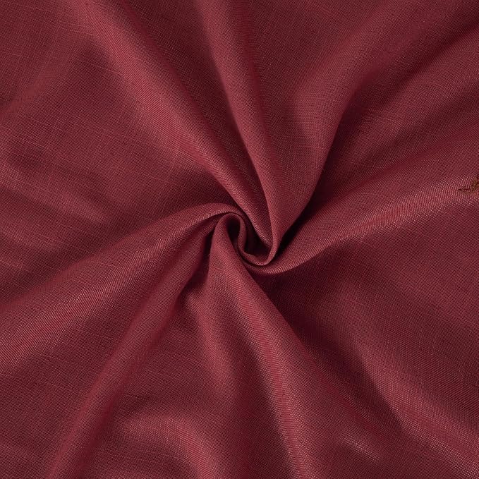 BGment Linen Burgundy Curtains 40 Inch Length for Kitchen Window, Small Semi Sheer Drapes for Cafe Over Sink Bathroom Lightweight Rod Pocket Light Filtering, 2 Panels Set, Each 30 Inch Wide