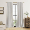 Guken 108 Inch Long Natural 100% Blackout Curtains for Living Room Bedroom Back Tab Thermal Insulated Netural Farmhouse Black Out Linen Drapes Room Darkening Window Curtain 2 Panels Set, 9 FT