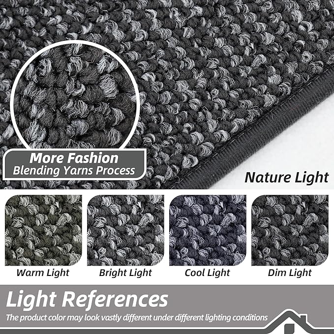 BEQHAUSE Kitchen Rugs and Mats 2PCS, Non-Slip Kitchen Mats for Floor, Absorbent and Stain Resistant Kitchen Runner, Machine Washable Rugs for Kitchen, Laundry & Sink, 20"x32"+20"x48", Charcoal