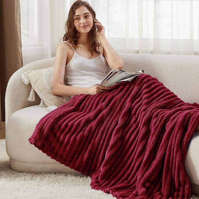 Bedsure GentleSoft Red Fleece Blanket for Couch - Cozy Soft Blankets for Women, Cute Small Throws for Girls, 60x80 Inches