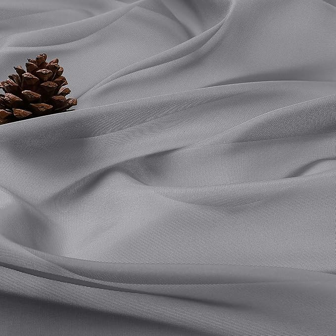 OWENIE Sheer Curtains 84 Inches Long 2 Panels Set, Sheer Grey Curtains for Living Room Bedroom 59 Inch Extra Wide, Modern Voile Filmy Rod Pocket Drapes, 2 Pcs, Each 59 W x 84L, Grey