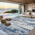 Area Rugs 10x14 Living Room - Washable Rug Modern Abstract Soft Large Neutral Non-Slip Carpet Indoor Floor Thin Carpets for Bedroom Dining Room Farmhouse Nursery Home Office Blue Gray