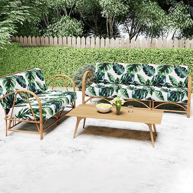 Smiry Printed Couch Cushion Covers, Stretch Soft Couch Covers for Sofa, Washable Non-Slip Sofa Slipcover Furniture Protector for Indoor and Outdoor (Backrest L, Green)