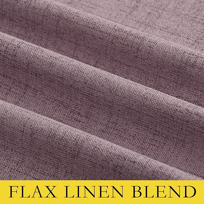 NICETOWN Chaise Mauve Vintage Linen 100% Blackout Curtains for Living Room, Thermal Insulated Curtains 84“ Long, Noise Reducing Window Treatment Drapes for Hall Room, 52" Wide Per Panel, Set of 2