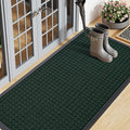 Smiry Front Door Mat Outside Entrance, Heavy Duty Natural Rubber Doormat, Non Slip, Trap Dirt and Moisture, Easy Clean, Low Profile Welcome Floor Mats for Indoor Outdoor Entry, 47x23 Inch, Black Green