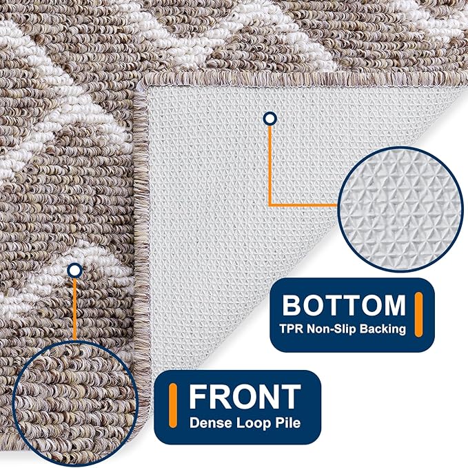 OLANLY Front Door Mat, Non-Slip Rubber Backing, Dirt Resistant and Absorbent, Washable, Easy to Clean Low-Profile Indoor Doormat for Back Door, Entryway, Inside Entrance, 36x24, Khaki
