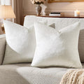 GIGIZAZA Velvet Pillow Covers 18x18: Pack of 2 Throw Pillows Soft Solid Covers - Beige Decorative Modern Couch Small Cushion Covers,Living Room,Bedroom,Sofa