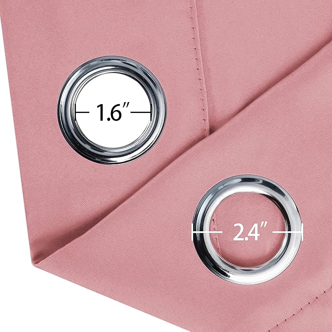 LEMOMO Pink Thermal Blackout Curtains/38 x 63 Inch/Set of 2 Panels Room Darkening Curtains for Bedroom