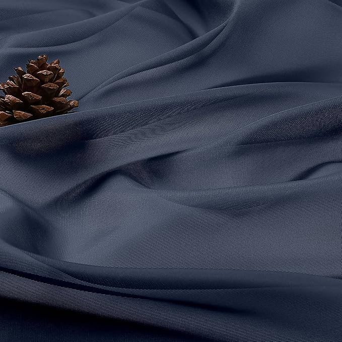 OWENIE Navy Blue Sheer Curtains 120 Inches Long 2 Panels Set, Airy Lightweight Sheer Navy Blue Curtain for Living Room Bedroom, Farmhouse Voile Filmy Rod Pocket Curtains Drapes, 2 Pcs, Each 59"Wx120"L