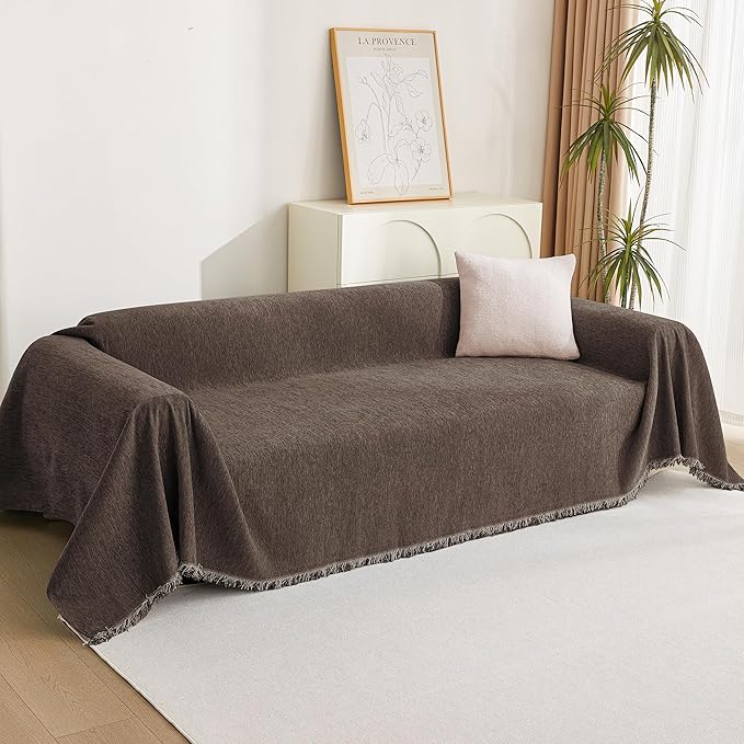 MYSKY HOME Couch Cover for Dogs, Pet Couch Covers L Shape Sectional Couch Cover, Couch Covers for 3 Cushion Couch Sofa Pet Friendly, Washable Blanket, Non-Slip Sofa Protector, 71"x118", Deep Chocolate
