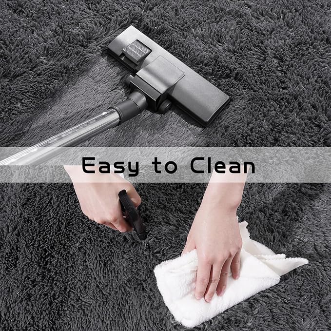 Pionblank Large Rug for Living Room 6x9 Feet, Modern Soft Shag Area Rug, Plush Fuzzy Carpet for Bedroom Girls Boys Room Home Nursery Teens Dorm Decor, Charcoal Grey