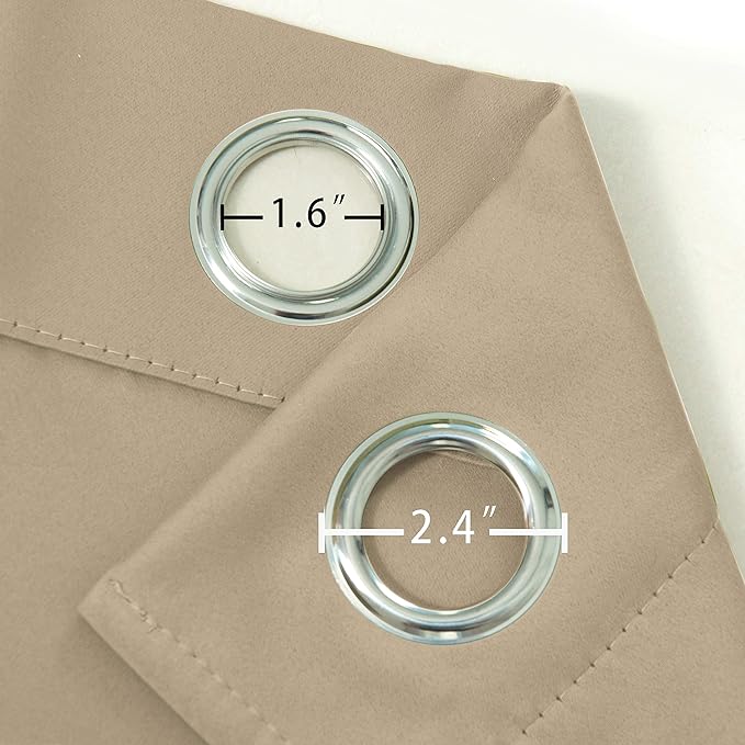 LEMOMO Blackout Curtains 42 x 95 inch/Beige Curtains Set of 2 Panels/Thermal Insulated Room Darkening Bedroom Curtains