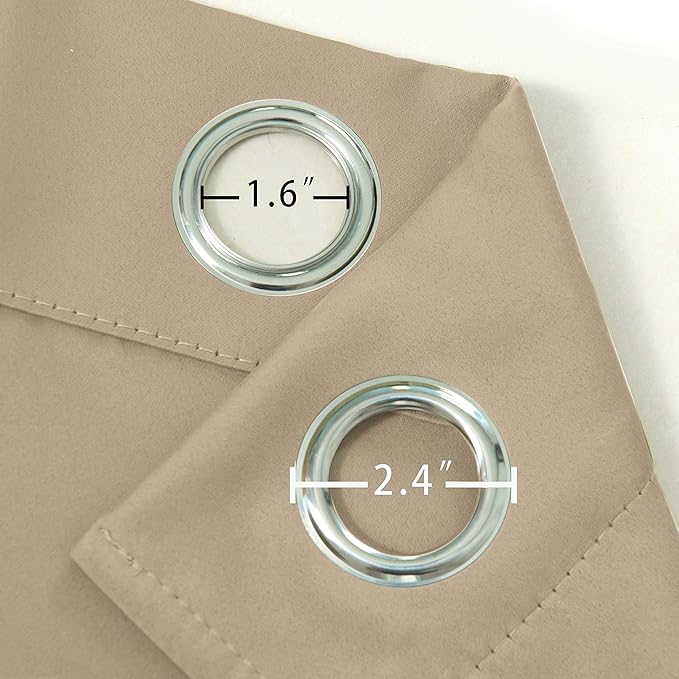 LEMOMO Beige Blackout Curtains 34 x 63 Inch Length/Set of 2 Curtain Panels/Thermal Insulated Room Darkening Blackout Curtains for Bedroom