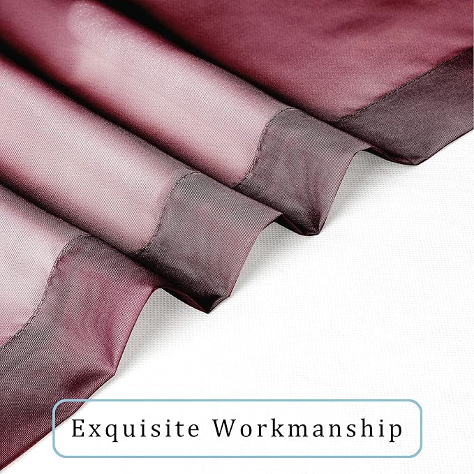 OWENIE Sheer Curtains, Sheer Curtains 84 inch Length 2 Panels Set, Rod Pocket Voile Fimly Sheer Drapes for Living Room/Bedroom, 2pcs, Each 42" W x 84" L, Burgundy