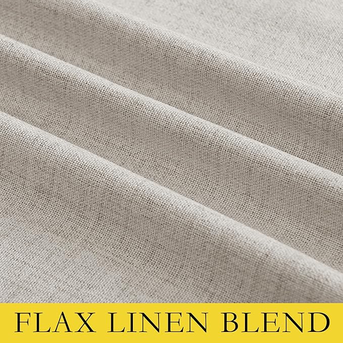 NICETOWN Brich Vintage Open Linen Weave Flax Thermal Curtains, 100% Blackout Curtains 84 inches Long for Dining Room, Soundproof Window Treatment Drapes for Hall Room, 52" Wide Per Panel, Set of 2