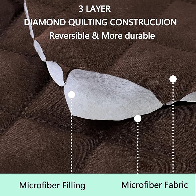 Recliner Chair Covers Reversible Sofa Couch Cover for Pets Lazy Boy Furniture Protector(28''Recliner,Chocolate/Beige)