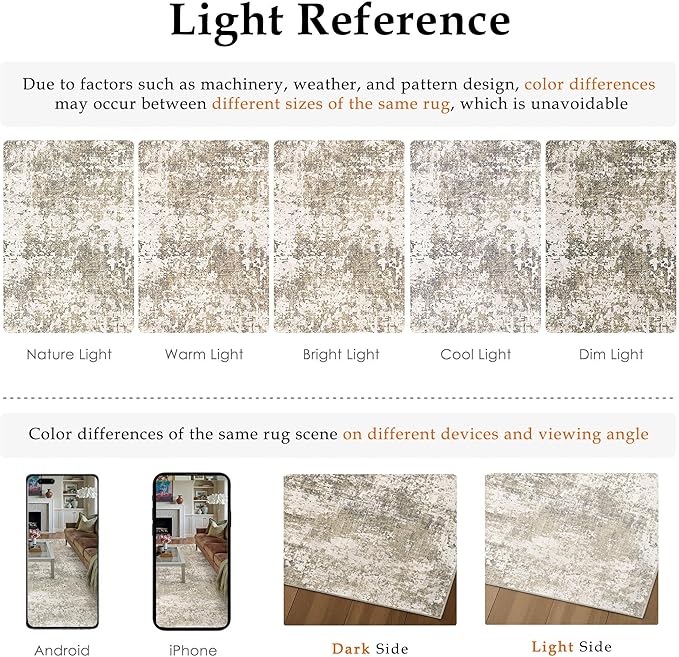 Beige Area Rug 8x10 Machine Washable Modern Abstract Living Room Carpet Non Slip Neutral Low Pile Soft Non Shedding Bedroom Contemporary Large Rug Indoor Office Dining Room Playroom