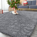 OLANLY 10x14 Machine Washable Large Area Rugs for Living Room, Bedroom, Soft Fluffy Shaggy Bedside Rug, Indoor Floor Carpet for Kids Girls and Boys, Dorms, Nursery, Home Decor Aesthetic, Light Grey