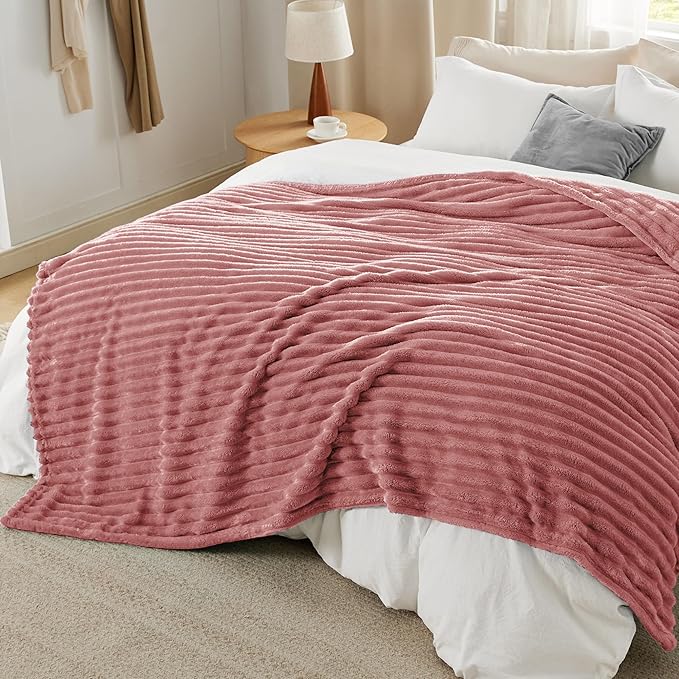 Bedsure GentleSoft Dusty Pink Fleece King Blanket for Couch - Super Soft Cozy Blankets for Women, Cute Small Blanket for Girls, 108x90 Inches