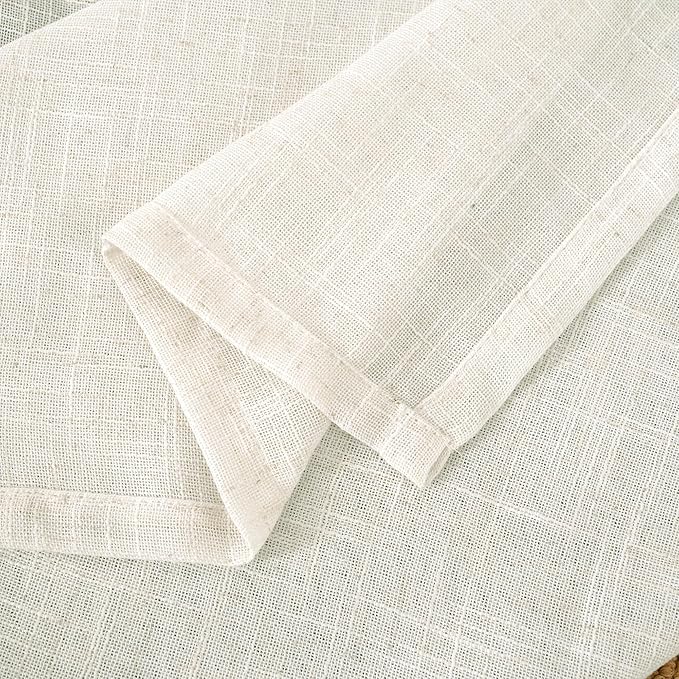 LAMIT Light Filtering Linen Curtains 63 inches Long, Cream Linen Textured Semi Sheer Back Tab and Rod Pocket Boho Drapes for Bedroom/Living Room, 2 Panels, 70 x 63 Inch