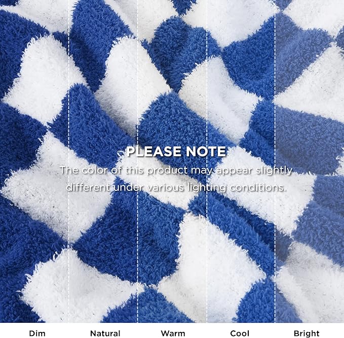 Bedsure GentleSoft Checkered Throw Blanket for Couch - Super Soft Cozy & Warm Knit Navy Blue Blankets, Breathable, Lightweight & Fluffy Plaid Blanket for Bed, Sofa, Gifts for Women Men, 50x60 Inches