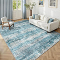 LEPEII 5x7 Area Rugs, Abstract Rugs for Living Room, Indoor Non-Slip Washable Rug for Bedroom, Dining Room, Low Pile Home Decor Neutral Area Rug-Blue
