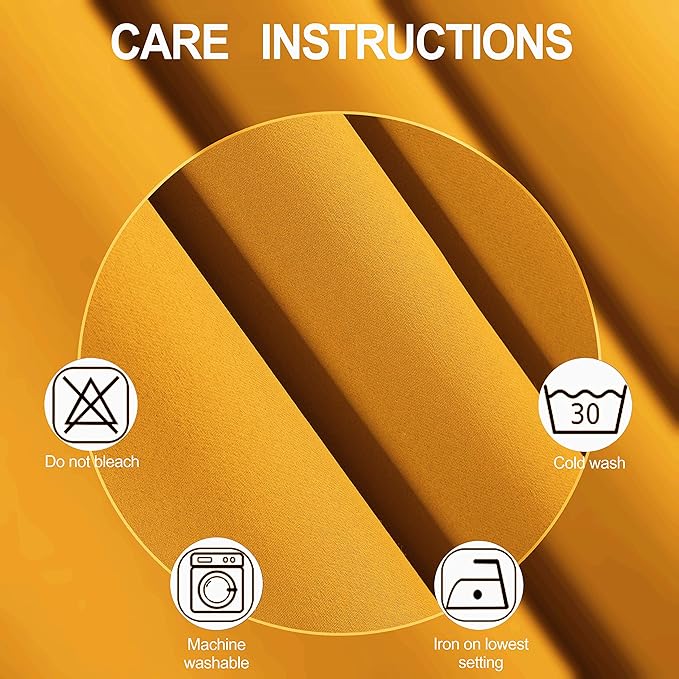 LEMOMO Yellow Thermal Blackout Curtains/38 x 63 Inch/Set of 2 Panels Room Darkening Curtains for Bedroom