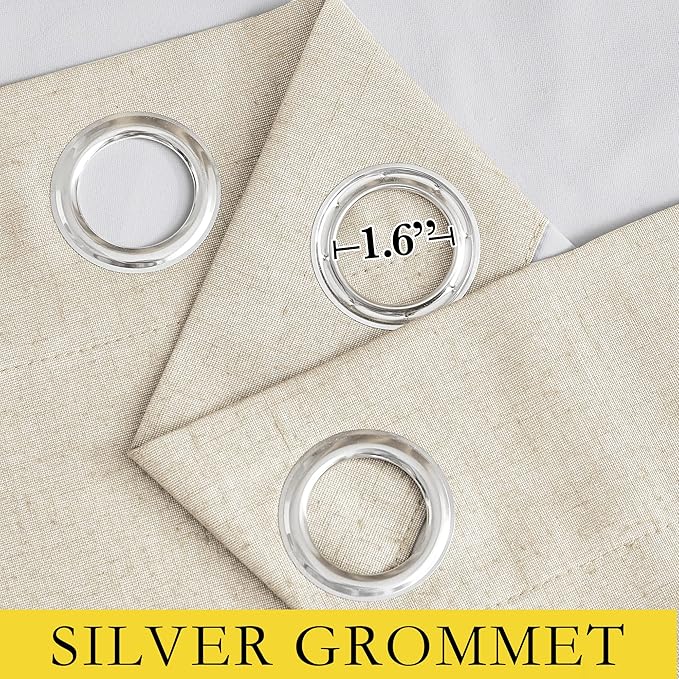 NICETOWN 100% Blackout Linen Texture Curtains 80" Long, Beige, 2 Pcs, Thermal Insulated Full Blackout 2-Layer Lined Drapes, Energy Efficiency Window Draperies for Boy's Room