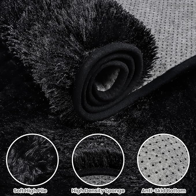 4x6 Area Rugs for Living Room Rug: Soft Fluffy Shag Black Rugs for Bedroom, Non-Slip Large Fuzzy Plush Rug Indoor Floor Carpet for Nursery Kids Boys Girls Room, Dorms, Playroom, Modern Home Decor