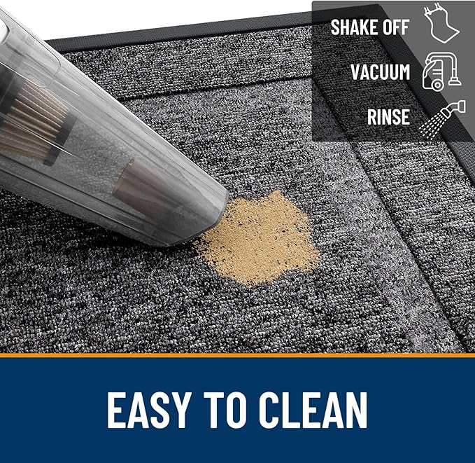 OLANLY Front Door Mat Indoor Outdoor Entrance, Waterproof All-Season, All-Weather Doormat, Sturdy Natural Rubber, Low Profile, Easy Clean Patio Porch Entryway Mat, 47x32, Black and White