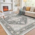 OPPODREAM Soft 8x10 Area Rugs, Washable Rugs 8x10 with Non Slip Backing, Faux Cashmere Low-Pile 8 x 10 Carpet, Greenish Grey