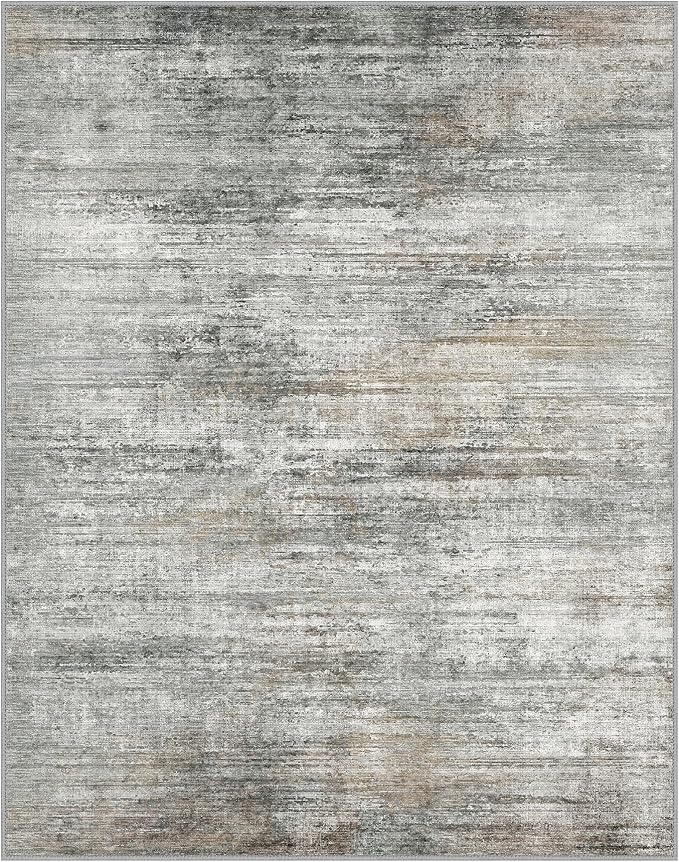 BEIMO Area Rugs 10x14 for Living Room Bedroom, Modern Abstract Machine Washable Rug, Large Soft Low Pile Floor Cover with Non Slip Backing for Dining Room, Ash Gray Brown