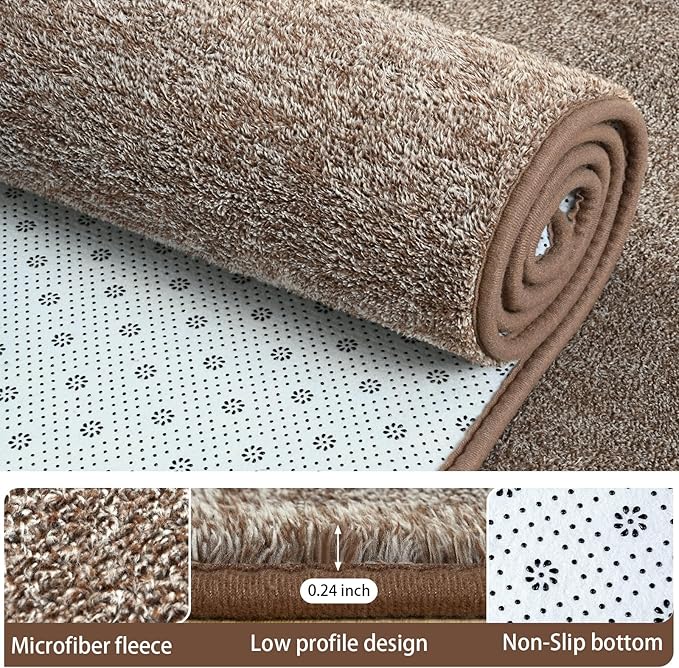 AROGAN Washable 3x10 Runner Rug for Hallway, Long Runner Rugs wtih Soft Memory Foam for Bedroom, Non Slip Backing Carpet Runners for Hallways, Kitchen, Bathroom, Entryway Home Decor, Matte Brown