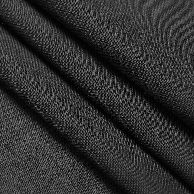 Nanspring Black Linen Curtains 63 inches Long for Bedroom Back Tab Sheer Black Curtains Modern Farmhouse Coastal Decor Cotton Textured Gauze Curtain for Bathroom 2 Panel Set 52x63