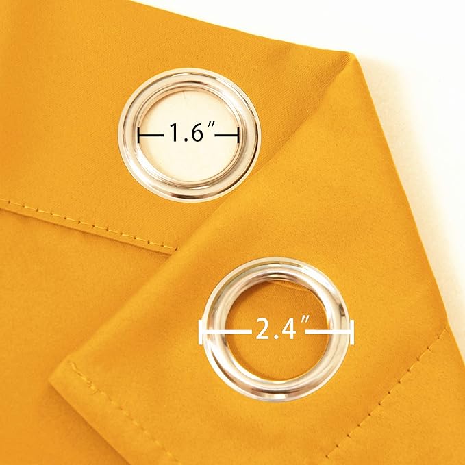 LEMOMO Yellow Thermal Blackout Curtains/52 x 54 Inch/Set of 2 Panels Room Darkening Curtains for Bedroom