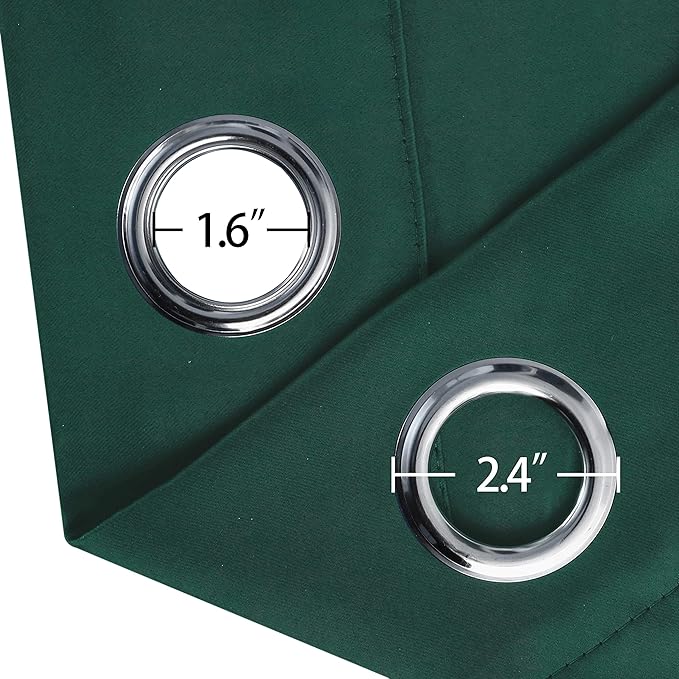LEMOMO Dark Green Blackout Curtains 66 x 63 Inch Length/Set of 2 Curtain Panels/Thermal Insulated Room Darkening Blackout Curtains for Bedroom