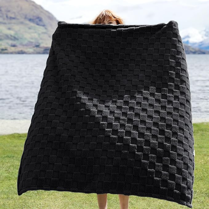 Bedsure GentleSoft Black Throw Blanket for Couch - Super Soft Cozy Blankets Gifts for Kids Girls, Cute Small Fleece Throws for Bedroom Home Decor, 50x70 Inches