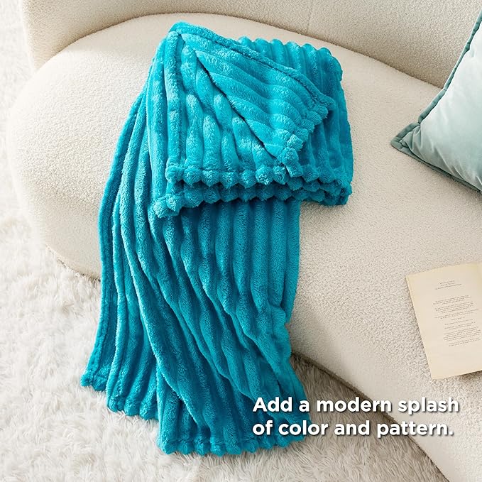 Bedsure GentleSoft Teal Fleece Blanket for Couch - Cozy Soft Blankets for Women, Cute Small Throws for Girls, 50x70 Inches