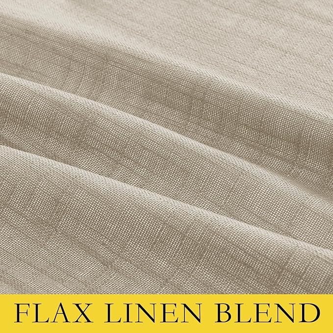 NICETOWN Taupe 100% Blackout Linen Curtains 72 inch Long Burg, Farmhouse Thick Completely Blackout Window Treatment Panels Thermal Insulated Drapes for Living Room (1 Pair, 52" Width Each Panel)