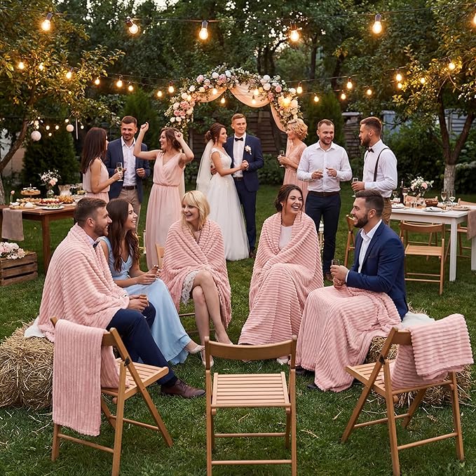 Buryeah 12 Pcs Flannel Throw Blanket Bulk 50 x 60 in Sleepover Blanket Outdoor Wedding Throw Lightweight, Oeko-tex Standard 100 Certified for Sofa Homeless Gifts (Vintage Pink)