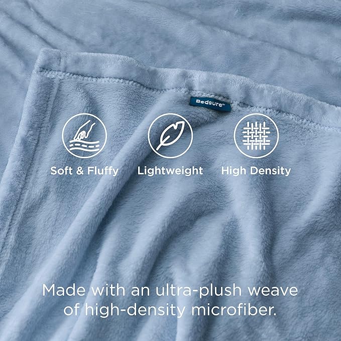 Bedsure GentleSoft Fleece Bed Blankets Queen Size Light Blue - Soft Lightweight Plush Fuzzy Cozy Luxury Blanket Microfiber, 90x90 inches